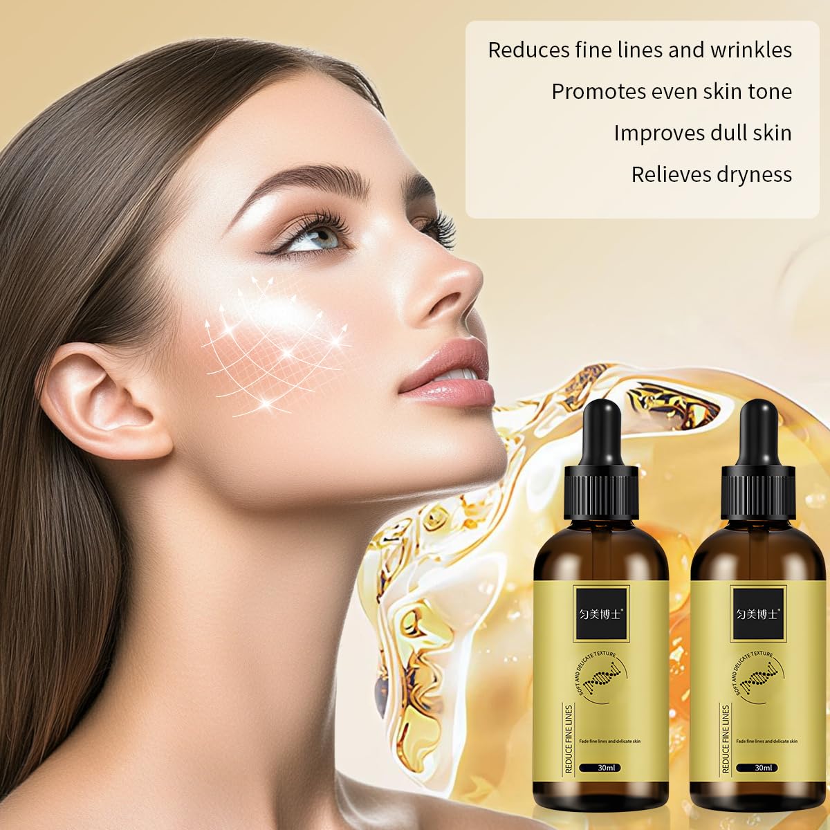 Anti-wrinkle Firming Serum, Anti-Aging Essence, Reduce Fine Lines Firms Skin, Hydrate & Moisturize for All Skin Types (2pcs)
